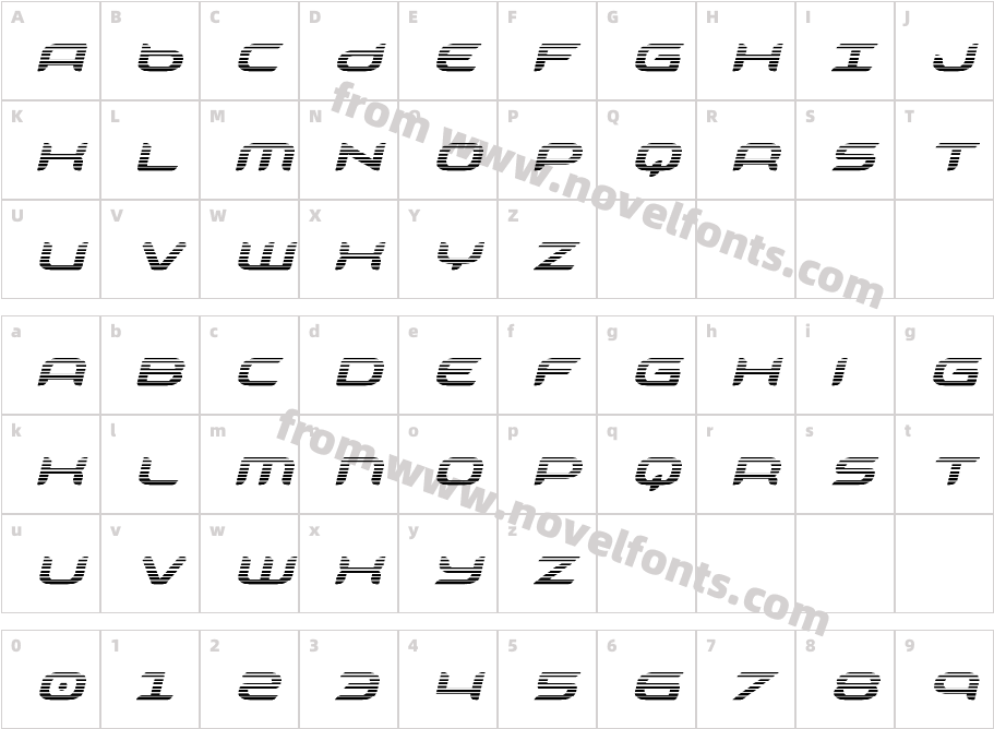 Zodiac Key Gradient ItalicCharacter Map