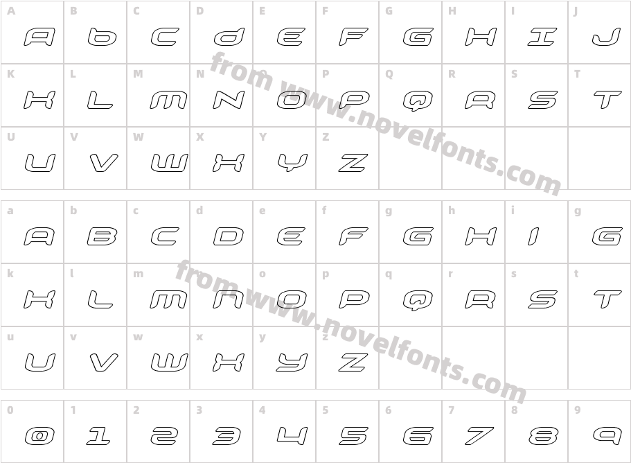 Zodiac Key Outline ItalicCharacter Map