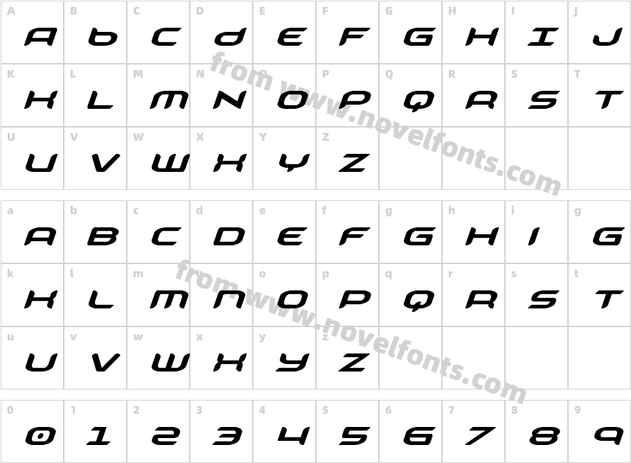 Zodiac Key Super-ItalicCharacter Map