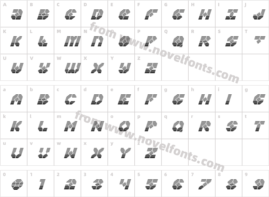 Zoom Runner Gradient ItalicCharacter Map