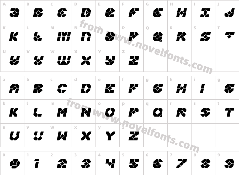 Zoom Runner Semi-ItalicCharacter Map