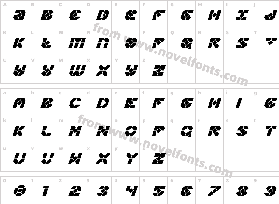 Zoom Runner Title ItalicCharacter Map