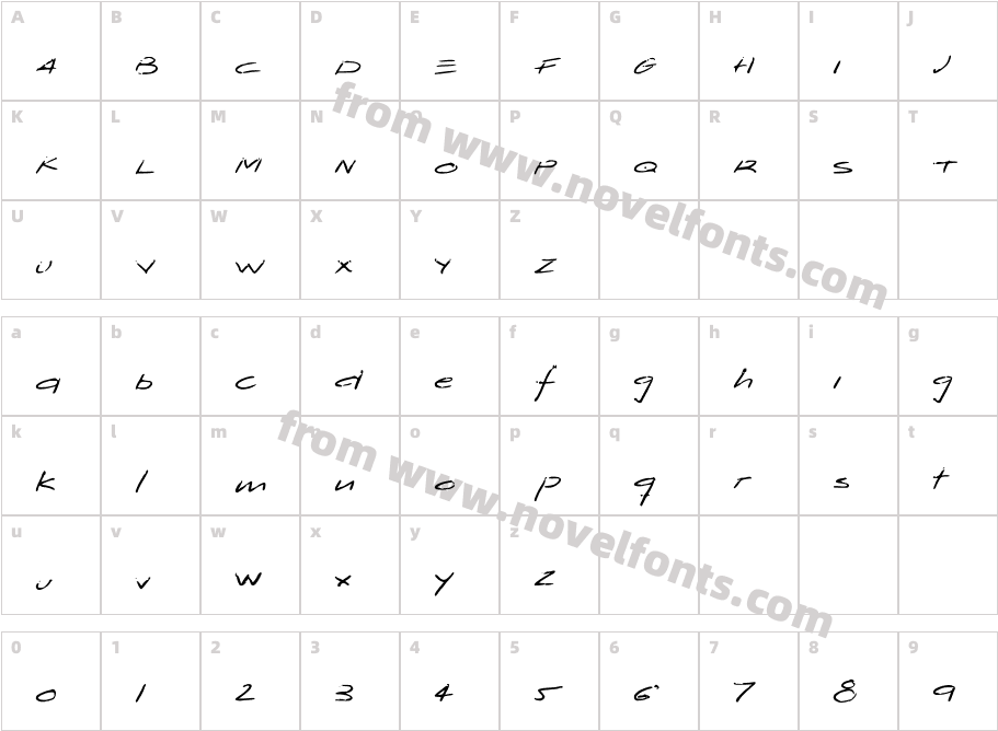 ZryluxFontCharacter Map