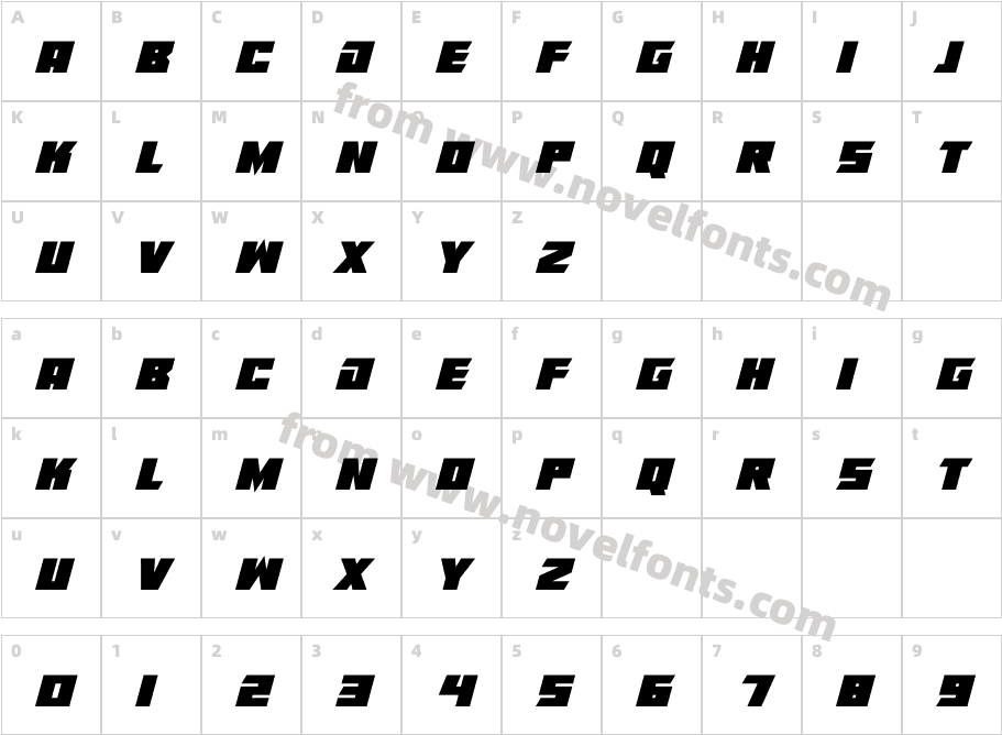 Drum N Bass 22 ItalicCharacter Map