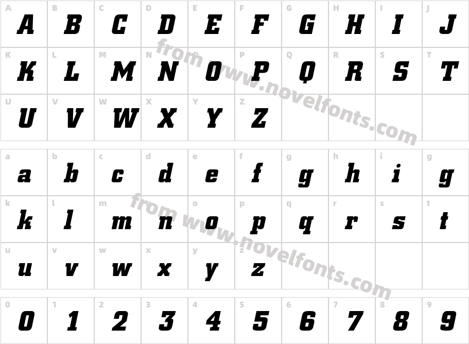 a_CityNova BoldItalicCharacter Map