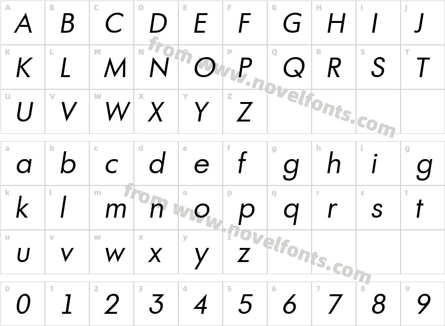 a_FuturaOrto ItalicCharacter Map