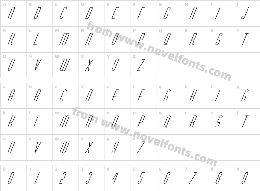 a_Huxley ItalicCharacter Map