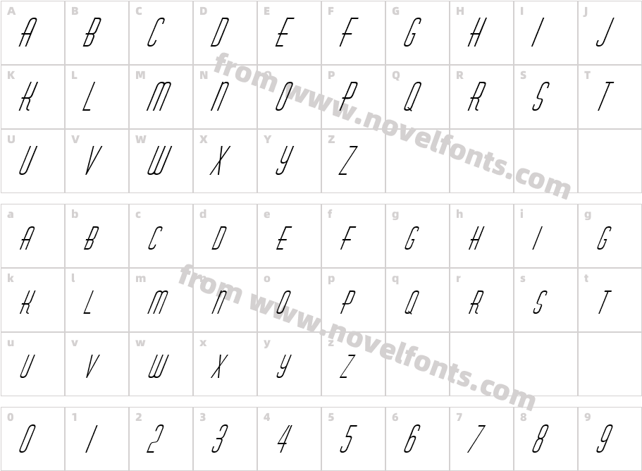 a_HuxleyCaps ItalicCharacter Map