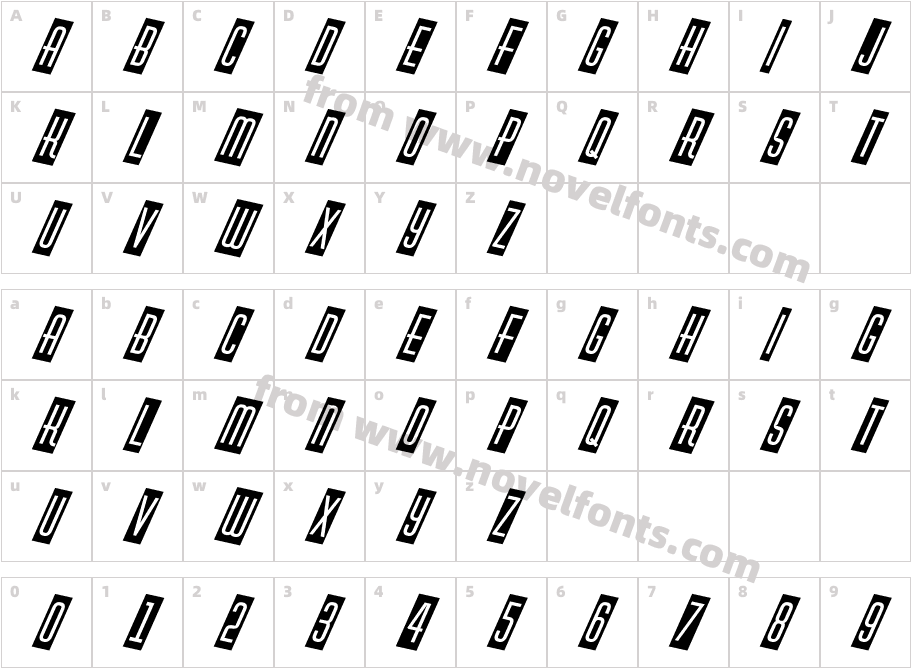 a_HuxleyCmDino BoldCharacter Map