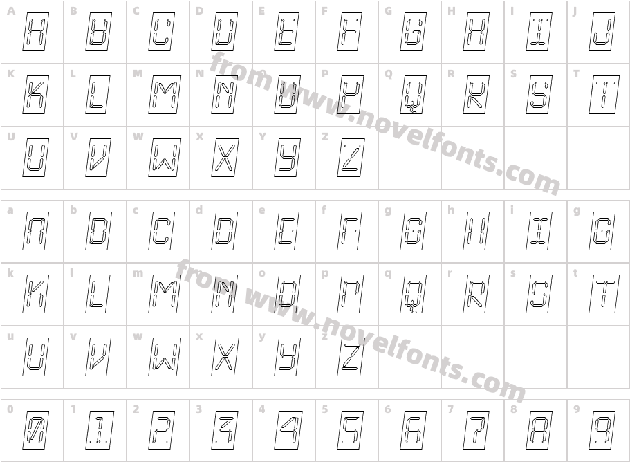 a_LCDNovaCmOtlOblCharacter Map