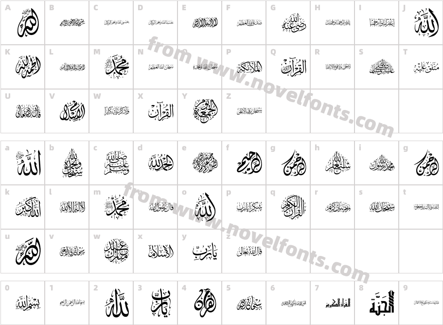 arabic islamicCharacter Map