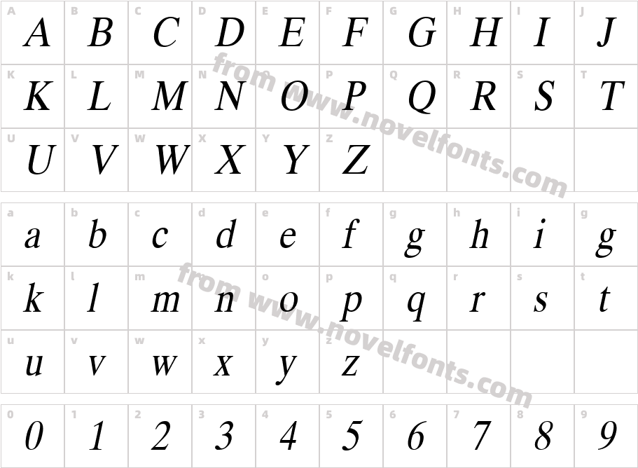 Duke ItalicCharacter Map