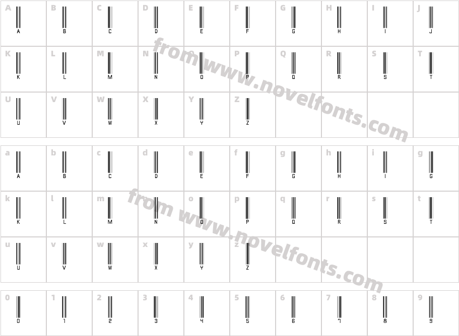 barcode fontCharacter Map