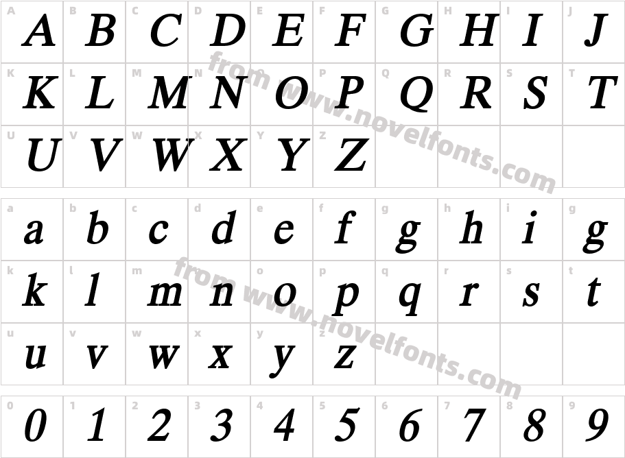 Duke Wide Bold ItalicCharacter Map