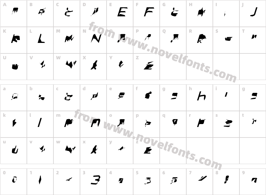 bitstorm extended obliqueCharacter Map