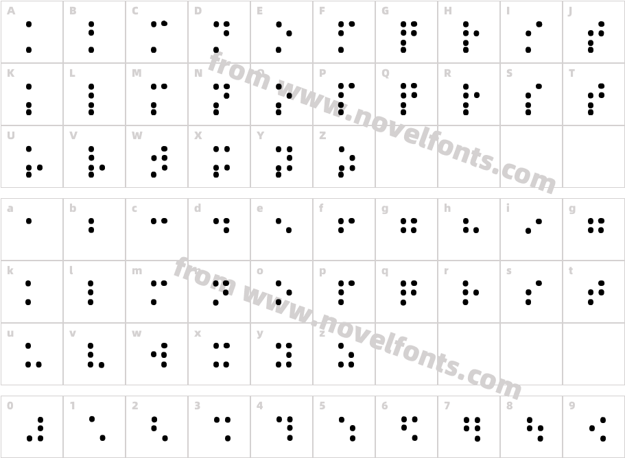 braille RegularCharacter Map