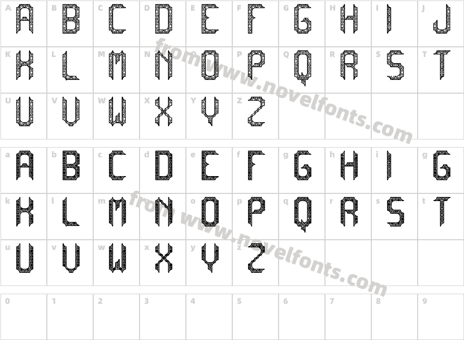 cadabra DEBILEXCharacter Map