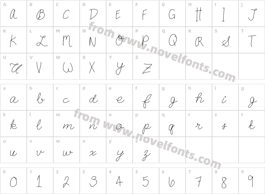 carly cursiveCharacter Map