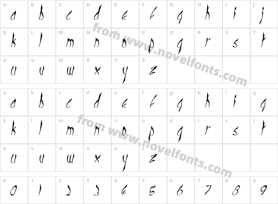 cbe ItalicCharacter Map