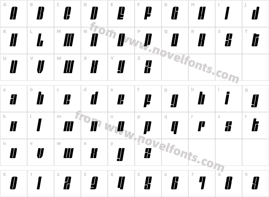 chappa Black ObliqueCharacter Map