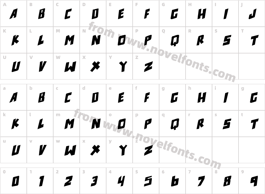 counter hit! ItalicCharacter Map