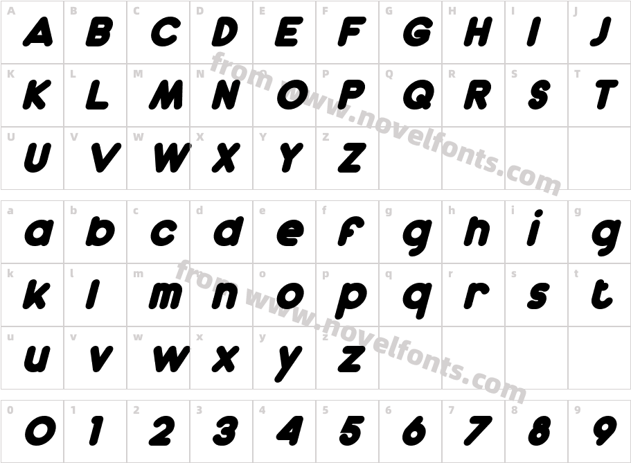 DunkinBoldItalicCharacter Map