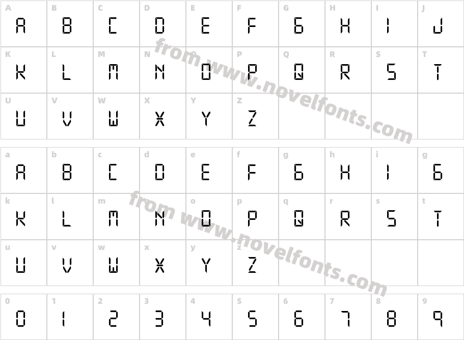 digital display tfbCharacter Map