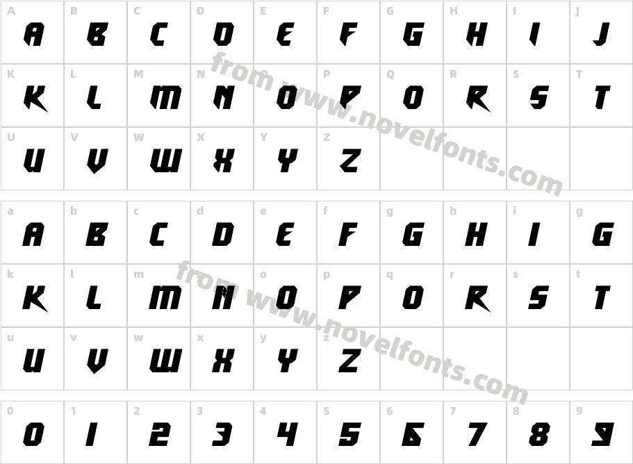 electrIc kIckS ItalicCharacter Map