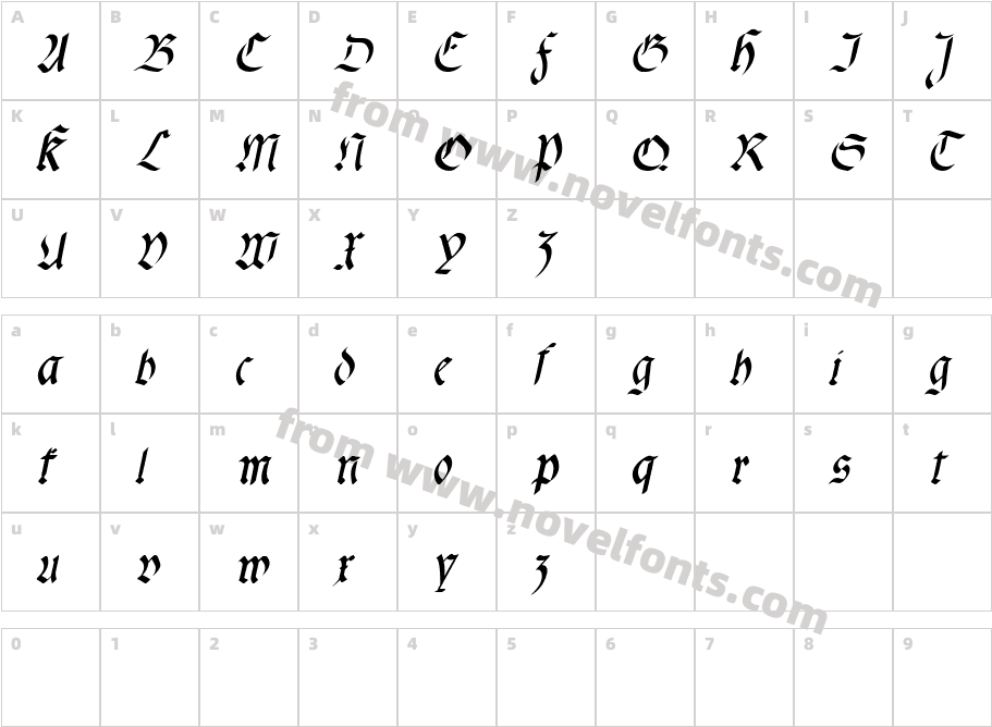 fracta SemiBold ItalicCharacter Map