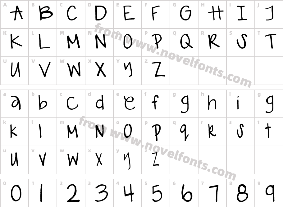 gabiies handwrittingCharacter Map