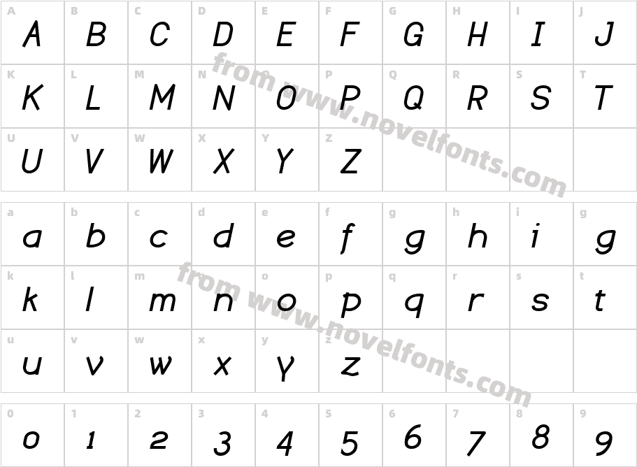 Dustismo  Bold ItalicCharacter Map