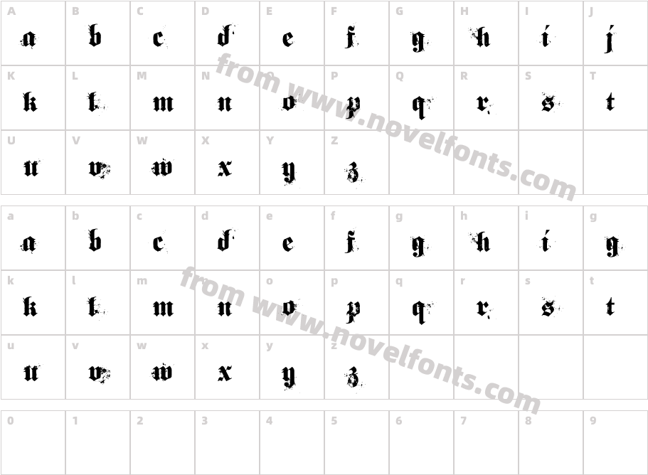 gothicalCharacter Map