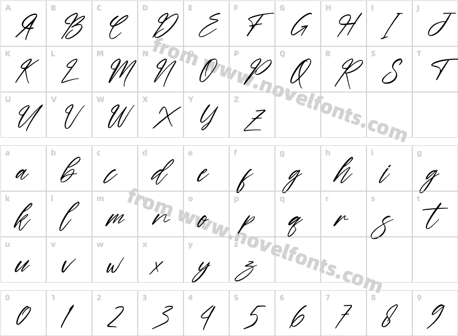 hand script ItalicCharacter Map