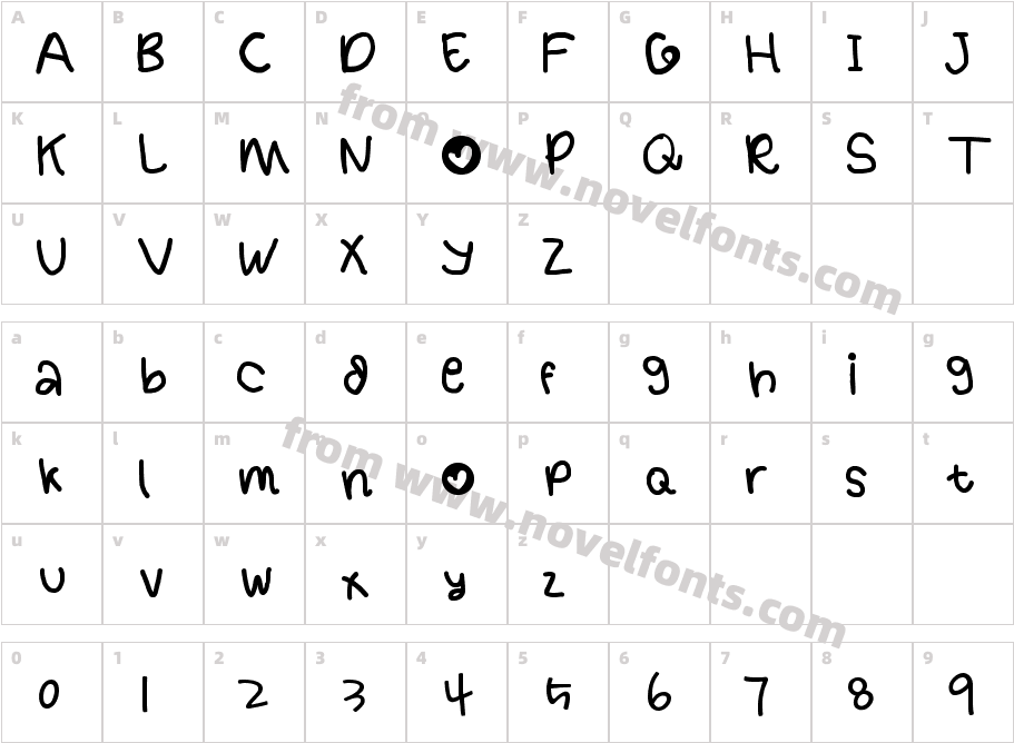 handy font 1 by OUBYCCharacter Map