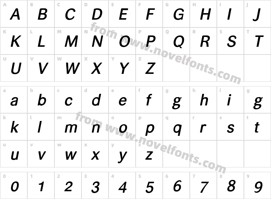 helvari Medium ItalicCharacter Map