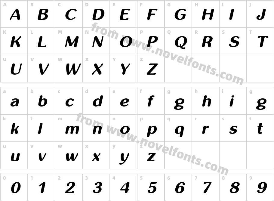 inglobal Bold ItalicCharacter Map