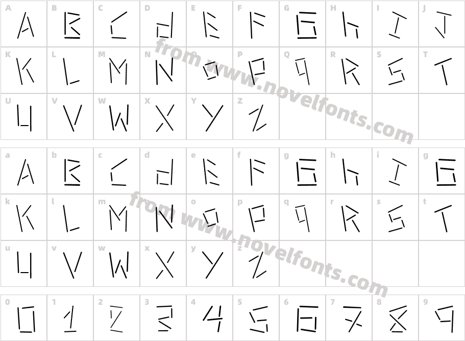 linerstencil thinCharacter Map