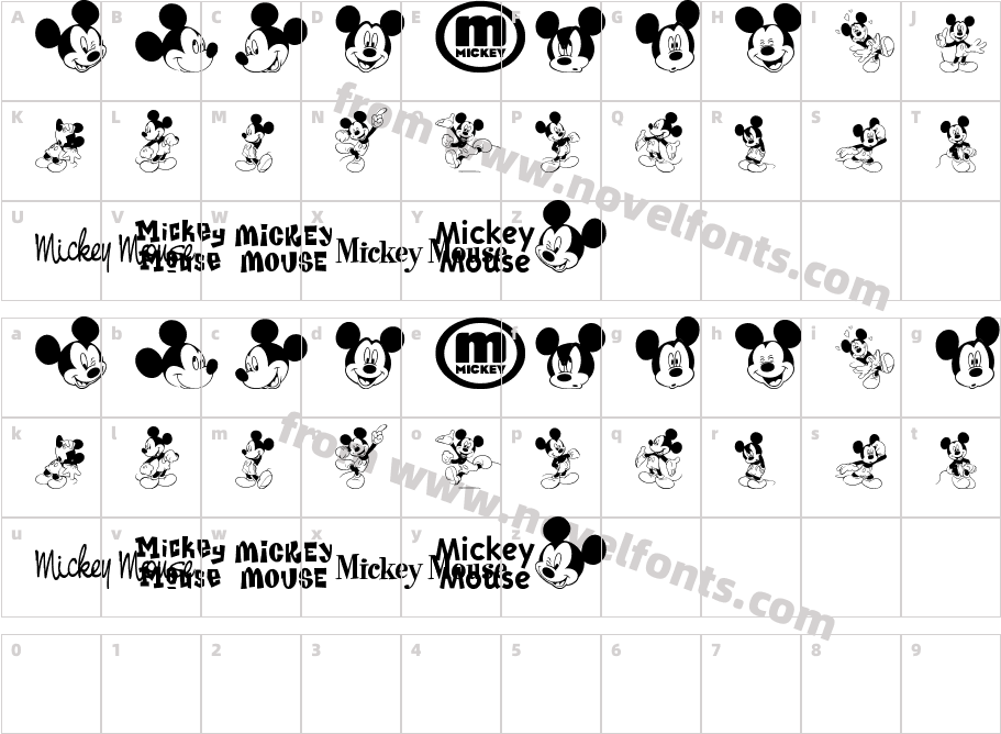 mickey m tfbCharacter Map