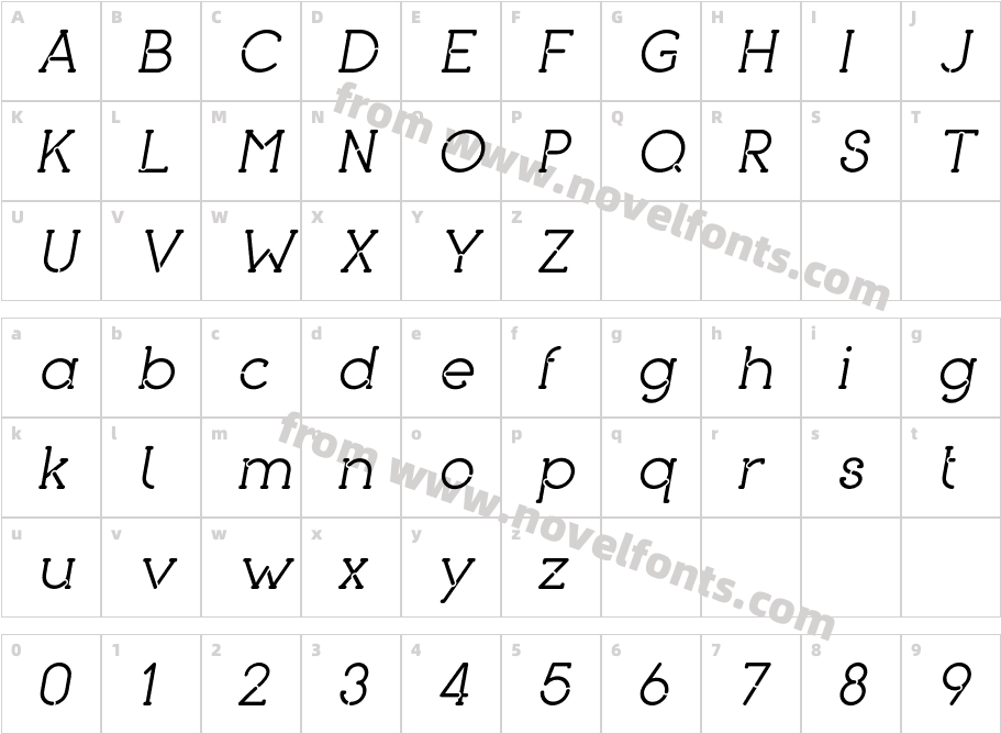 piron-ItalicCharacter Map