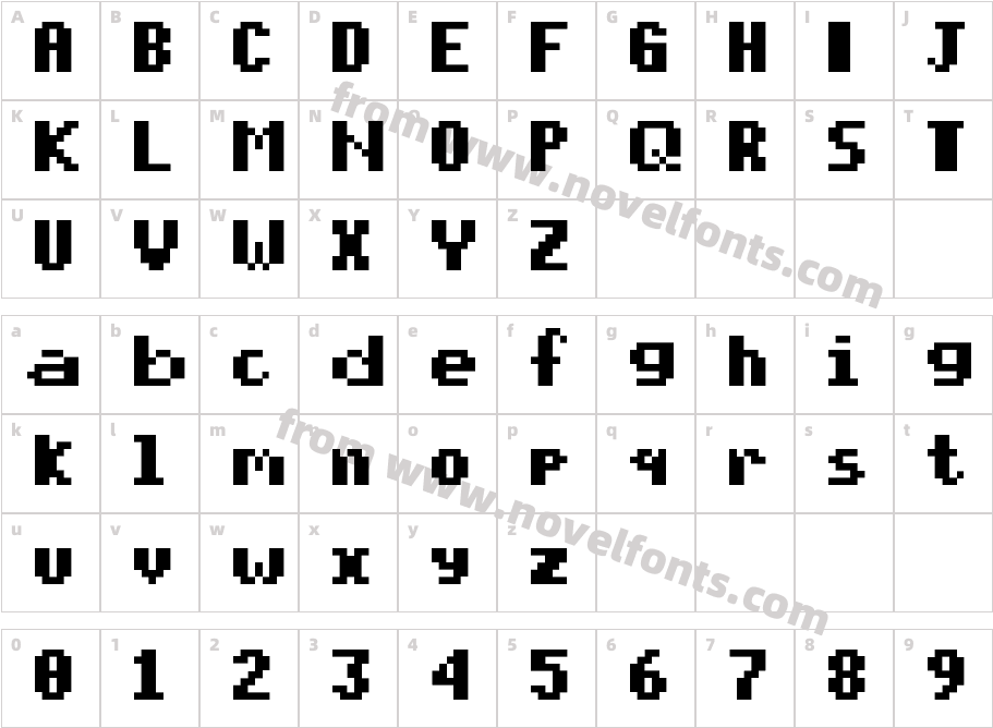 pixelmix bold RegularCharacter Map