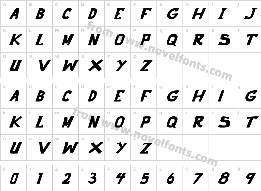 punch it PGS Bold ItalicCharacter Map