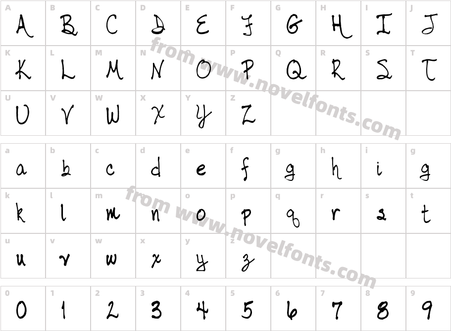 tabor handwritingCharacter Map