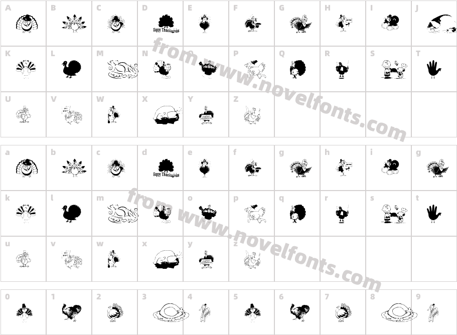 thanksgiving turkeyCharacter Map