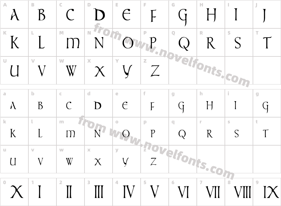 times new vespasianCharacter Map