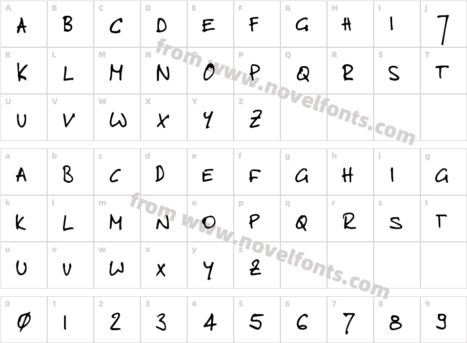 toms handwritten newCharacter Map