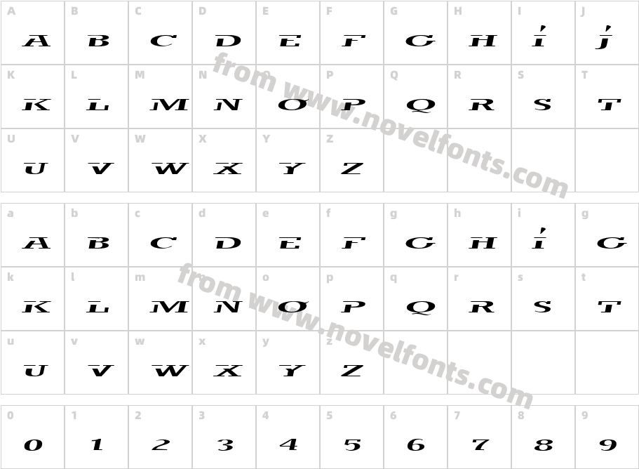 trigan ThinItalicCharacter Map