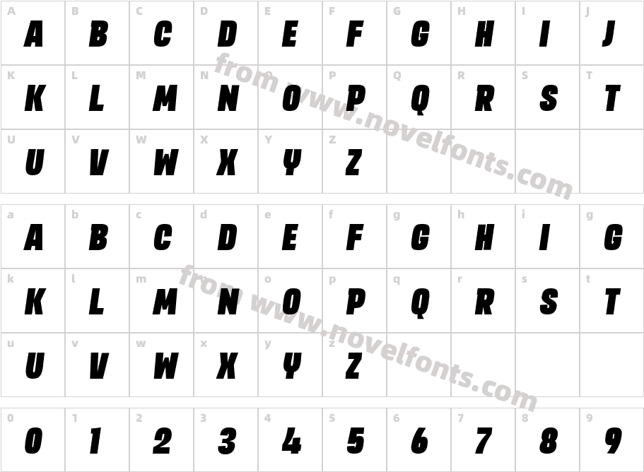 EMINOR Black ItalicCharacter Map