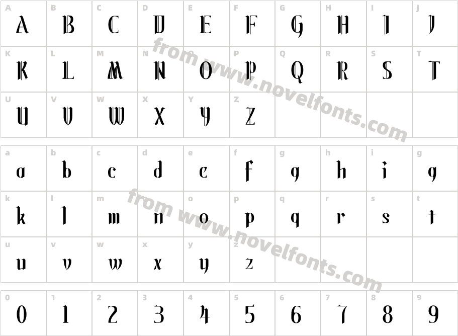 叛逆明朝Character Map