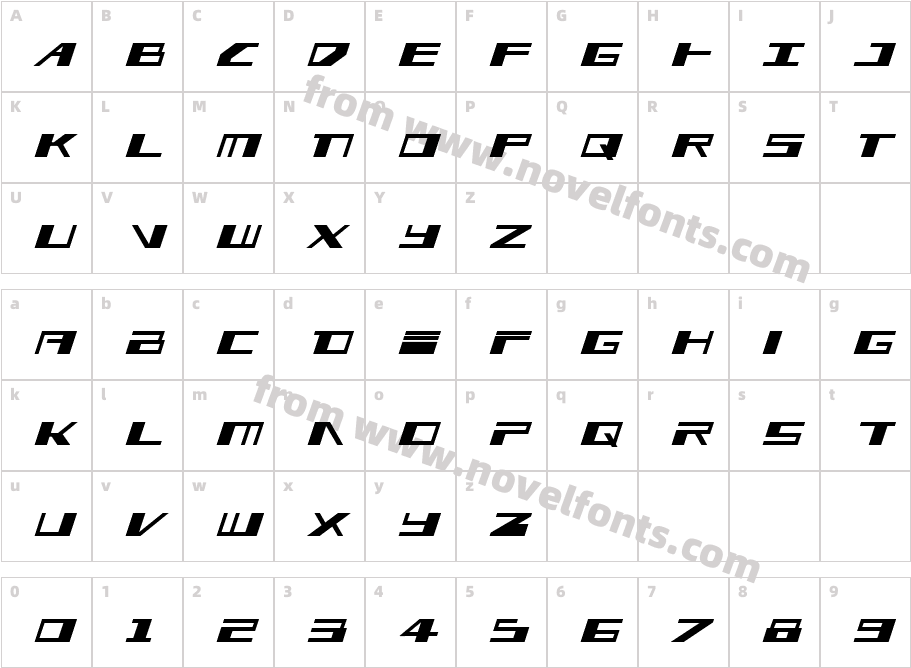 3AGLE Bold ItalicCharacter Map