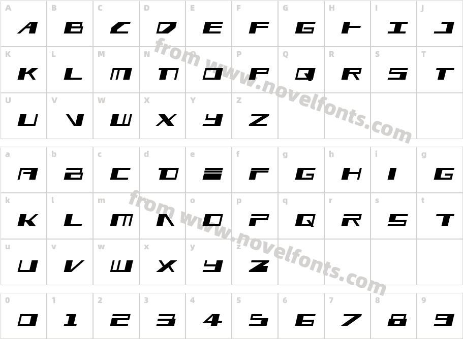 3AGLE Bold Semi-ItalicCharacter Map